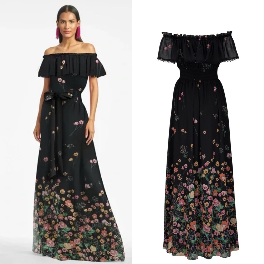 Sachin + Babi Nikki Dark Garden Off-The-Shoulder Maci Dress - 0